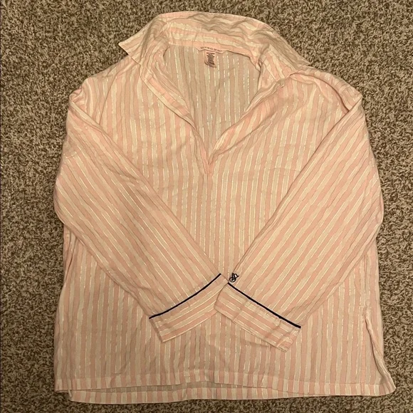 PINK Victoria's Secret Light Pink Striped Pajama Set - Picture 2 of 5